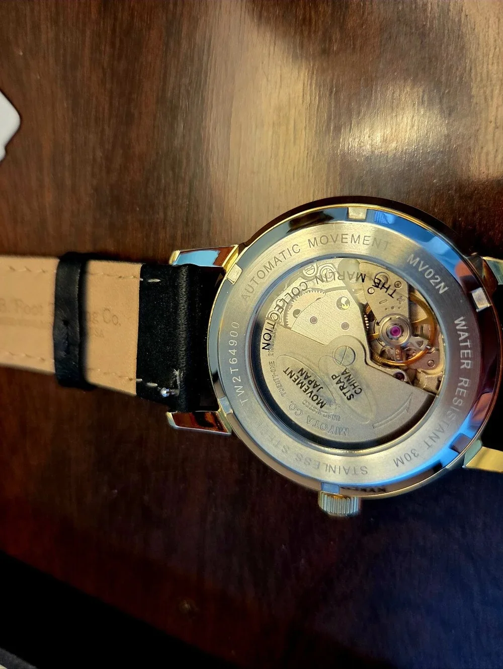Timex Marlin Gold Case with Black Leather Strap